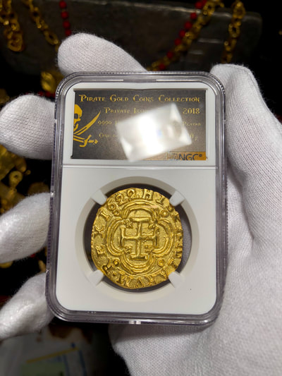 Colombia 8 Escudos 1622 Gold Plated Pirate Gold Coins Treasure Collection 12