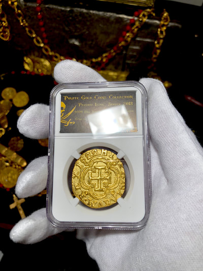 Colombia 8 Escudos 1622 Gold Plated Pirate Gold Coins Treasure Collection 2