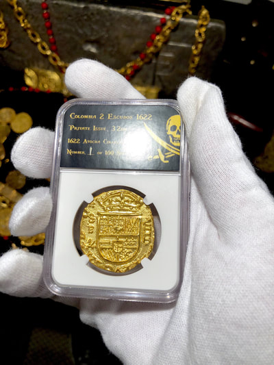 Colombia 8 Escudos 1622 Gold Plated Pirate Gold Coins Treasure Collection 13