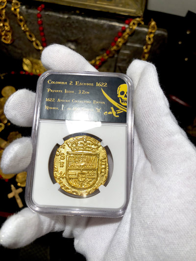 Colombia 8 Escudos 1622 Gold Plated Pirate Gold Coins Treasure Collection 14
