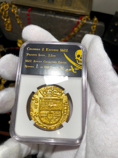 Colombia 8 Escudos 1622 Gold Plated Pirate Gold Coins Treasure Collection 5