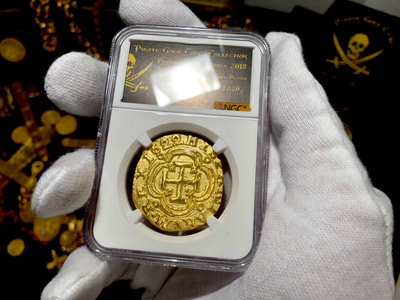 Colombia 8 Escudos 1622 Gold Plated Pirate Gold Coins Treasure Collection 16