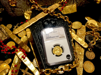 Colombia 2 Escudos 1660 "Full 4 Digit Date" NGC 58 Pirate Gold Coins 12