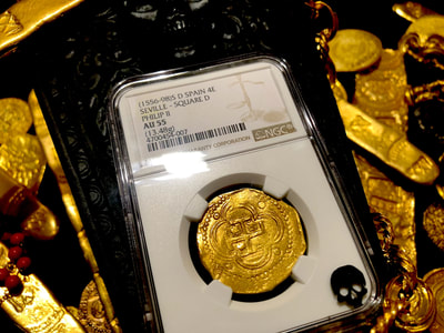 ​Spain 4 Escudos 1556-98 "Philip II" NGC 55 Pirate Gold Coins Treasure 5