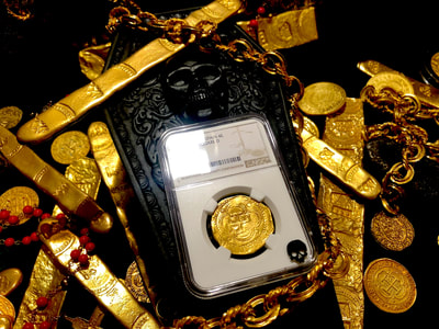 ​Spain 4 Escudos 1556-98 "Philip II" NGC 55 Pirate Gold Coins Treasure 7