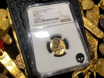 Colombia 2 Escudos 1700-13 "1715 Plate Fleet Shipwreck" NGC 53 8