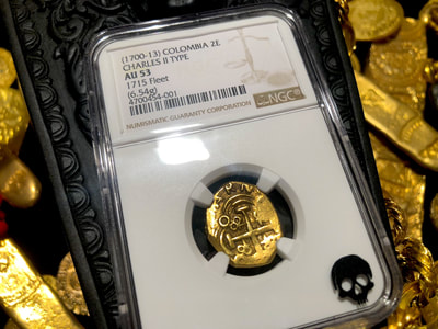 Colombia 2 Escudos 1700-13 "1715 Plate Fleet Shipwreck" NGC 53 9