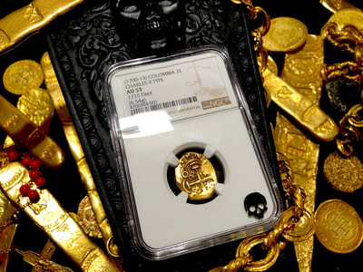 Colombia 2 Escudos 1700-13 "1715 Plate Fleet Shipwreck" NGC 53 3