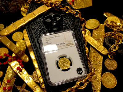 Spain 1 Escudo 1590 "Full 4 Digit Date" NGC 53 Pirate Gold Coins 7