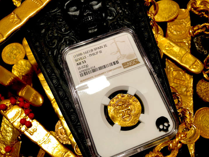 Spain 2 Escudos 1598-1621 "Philip III" NGC 53 Pirate Gold Coins