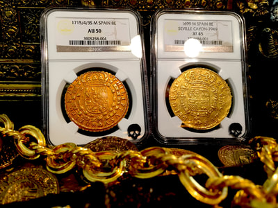 Spain  8 Escudos  1715  "Only 1 Known- Year of the Fleet"  NGC 50 7