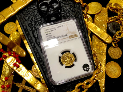 Colombia 2 Escudos 1747-56 "Full Cross" NGC 50 Pirate Gold Coins 6