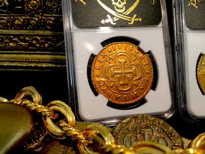 Spain  8 Escudos  1715  "Only 1 Known- Year of the Fleet"  NGC 50 16