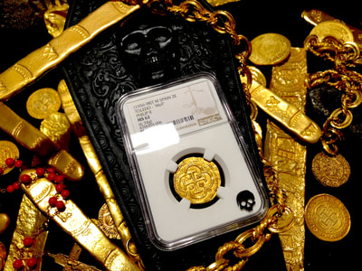 Spain 2 Escudos 1556-98 "Buttery Gold" NGC 62 Pirate Gold Coins Treasure 4