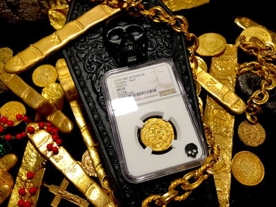 Spain 2 Escudos 1556-98 "Buttery Gold" NGC 62 Pirate Gold Coins Treasure 5