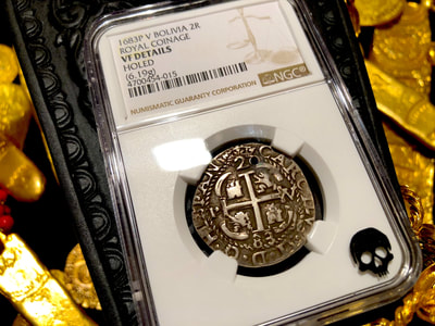 Bolivia 2 Reales 1683 "Royal Coinage" NGC VF Pirate Gold Coins 11