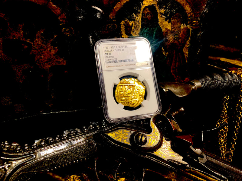 Spain 8 Escudos 1631-53 "Brute Style" NGC 53 Pirate Gold Coins 3