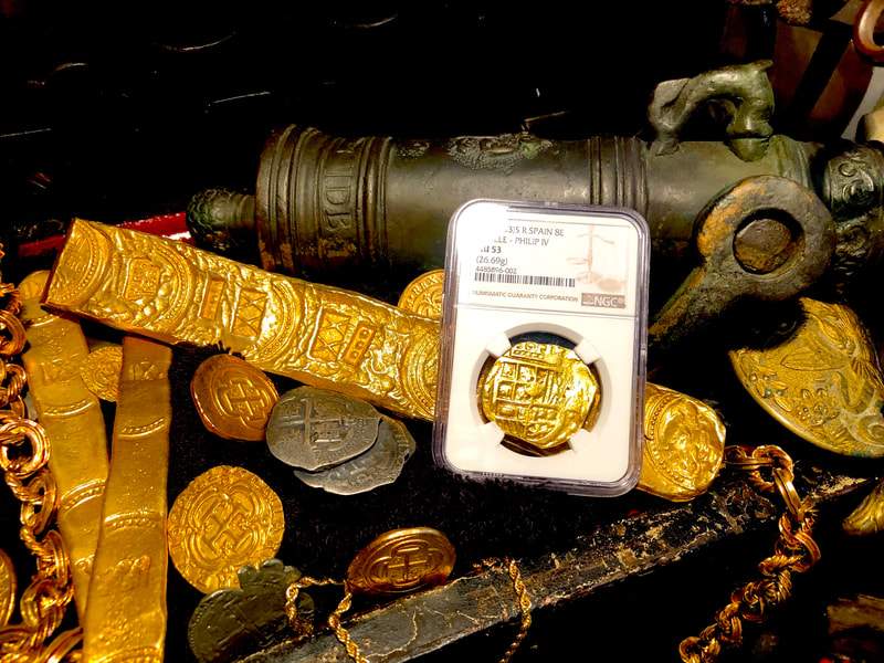 Spain 8 Escudos 1631-53 "Brute Style" NGC 53 Pirate Gold Coins 4