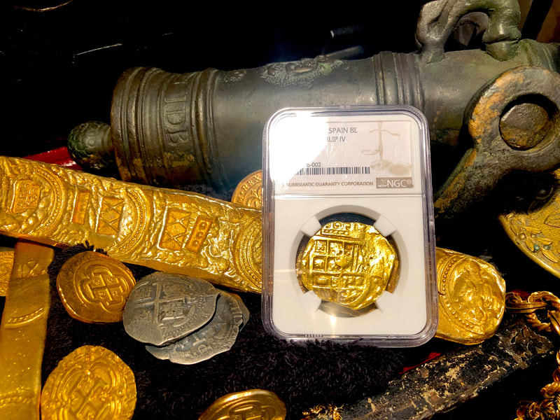 Spain 8 Escudos 1631-53 "Brute Style" NGC 53 Pirate Gold Coins 5