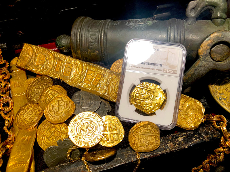 Spain 8 Escudos 1631-53 "Brute Style" NGC 53 Pirate Gold Coins 7