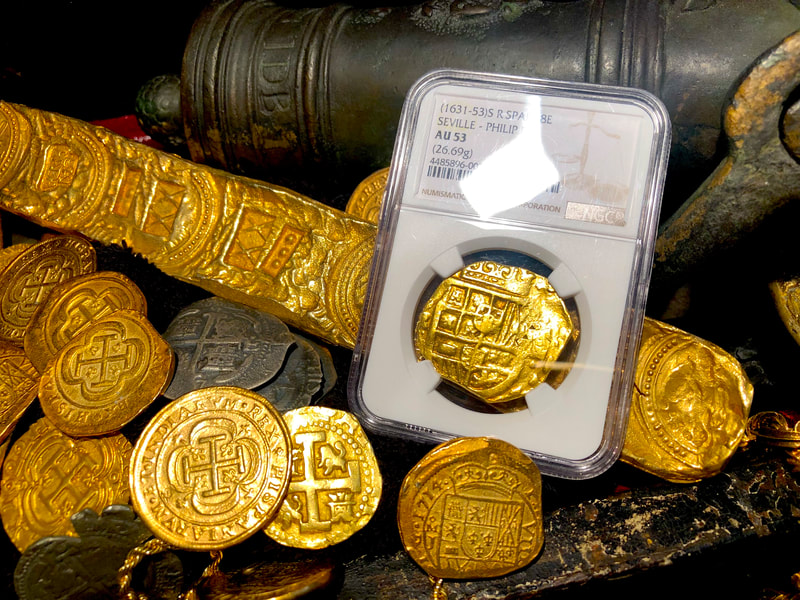 Spain 8 Escudos 1631-53 "Brute Style" NGC 53 Pirate Gold Coins 9
