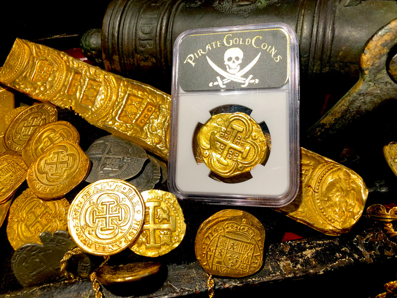 Spain 8 Escudos 1631-53 "Brute Style" NGC 53 Pirate Gold Coins 16