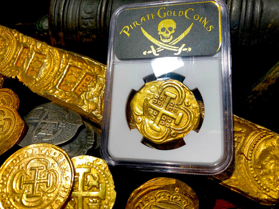 Spain 8 Escudos 1631-53 "Brute Style" NGC 53 Pirate Gold Coins