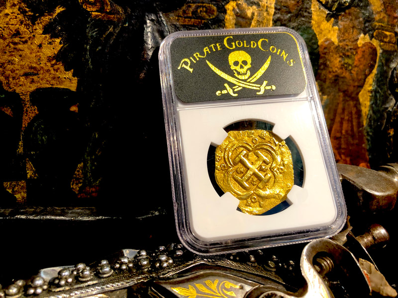 Spain 4 Escudos 1621-65 "Brute Style" NGC 62 Likely Charles II Pirate Gold Coins 11