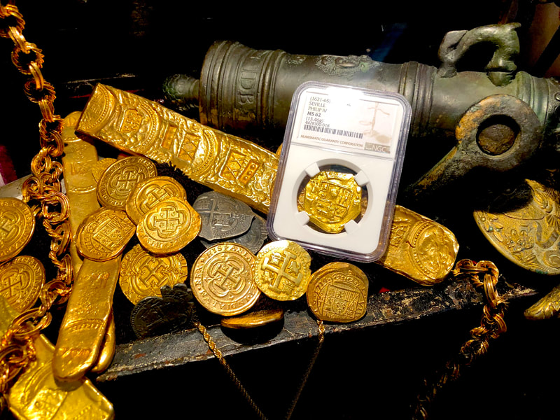 Spain 4 Escudos 1621-65 "Brute Style" NGC 62 Likely Charles II Pirate Gold Coins 8