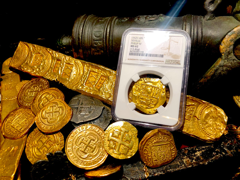 Spain 4 Escudos 1621-65 "Brute Style" NGC 62 Likely Charles II Pirate Gold Coins 9