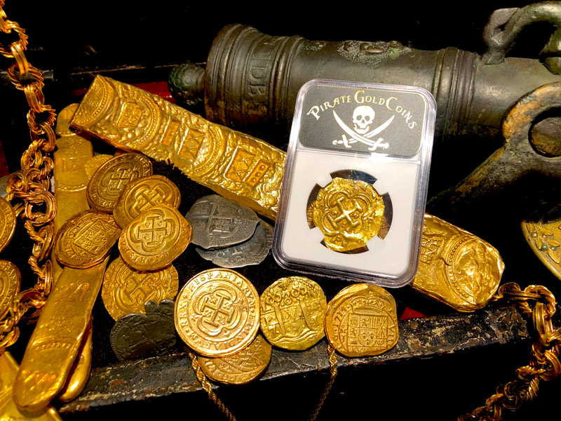 Spain 4 Escudos 1621-65 "Brute Style" NGC 62 Likely Charles II Pirate Gold Coins 17