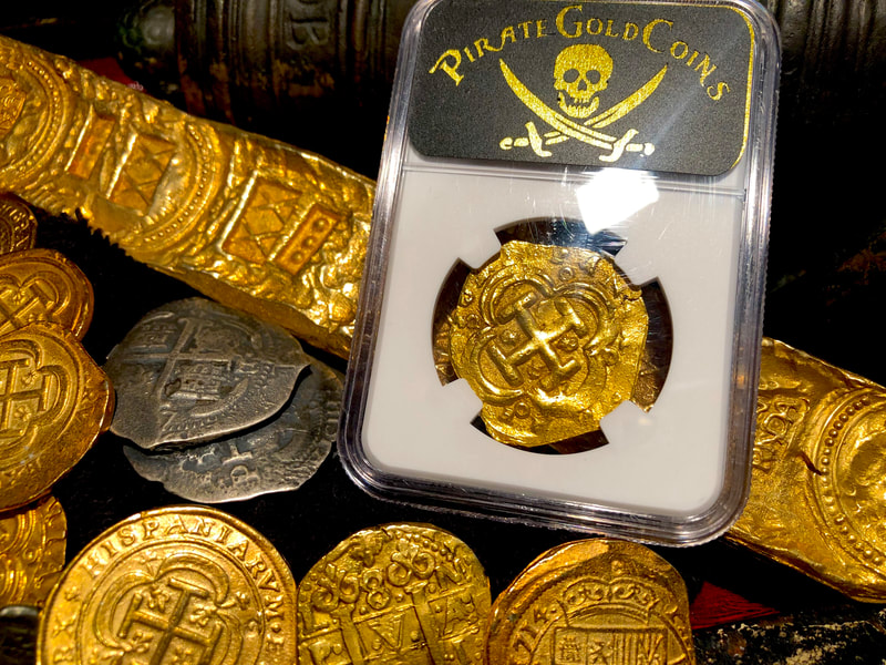 Spain 4 Escudos 1621-65 "Brute Style" NGC 62 Likely Charles II Pirate Gold Coins 18