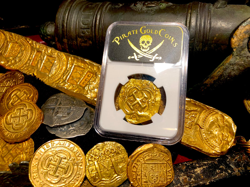 Spain 4 Escudos 1621-65 "Brute Style" NGC 62 Likely Charles II Pirate Gold Coins 19