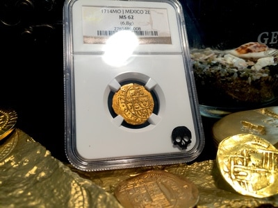 Mexico 2 Escudos 1714 "Full 4 Digit Date - 1715 Plate Fleet"  NGC 62 2
