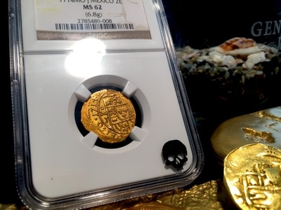 Mexico 2 Escudos 1714 "Full 4 Digit Date - 1715 Plate Fleet"  NGC 62 3