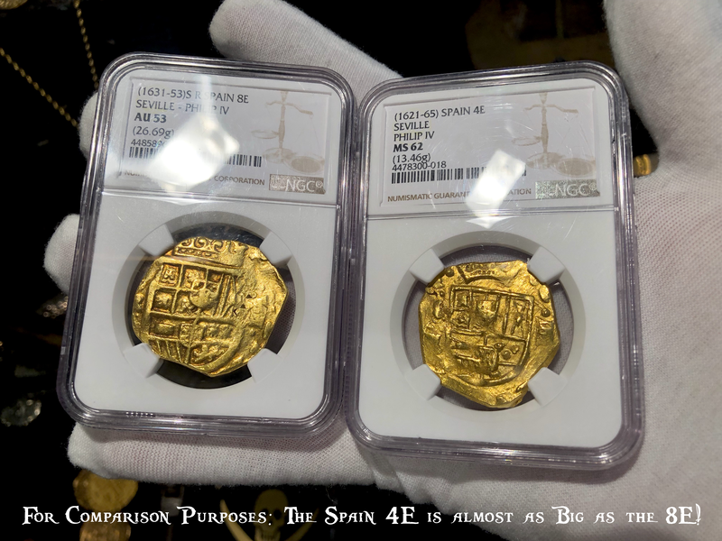 Spain 4 Escudos 1621-65 "Brute Style" NGC 62 Likely Charles II Pirate Gold Coins 13