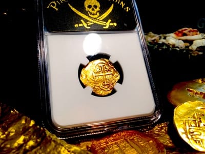 Colombia "Full Error Date" Backwards 6, 9 and 6"  2 Escudos 1696  NGC 63   "1715 Plate Fleet Shipwreck - 300th Anniversary Find" 2