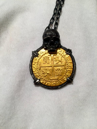 Peru 8 Escudos 1710 "Skull Pendant" Shipwreck Jewelry Treasure Coin Necklace 4