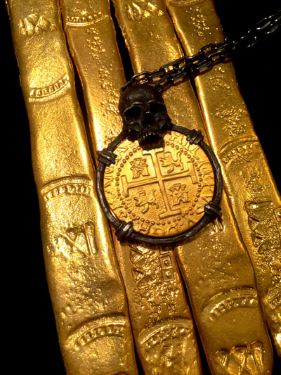 Peru 8 Escudos 1710 "Skull Pendant" Shipwreck Jewelry Treasure Coin Necklace 9