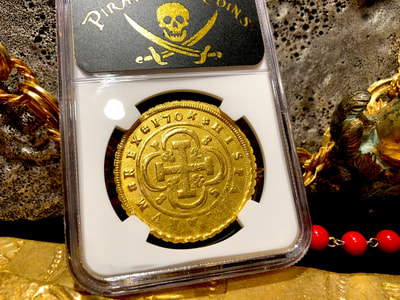 Spain 8 Escudos 1704 "Incredibly Struck Date" NGC 55 2