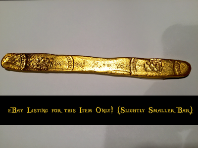 ​Atocha Gold Finger Bar 22kt Gold Electroplated 2 Microns thick! (102.7gm) Silver 1622 Treasure Bar Reproduced 5