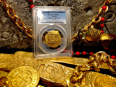 Spain 4 Escudos 1630-55 "Brute Style" PCGS 40 Pirate Gold Coins Treasures 3