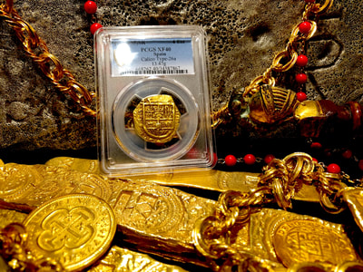 Spain 4 Escudos 1630-55 "Brute Style" PCGS 40 Pirate Gold Coins Treasures 5