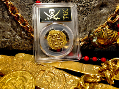 Spain 4 Escudos 1630-55 "Brute Style" PCGS 40 Pirate Gold Coins Treasures 9