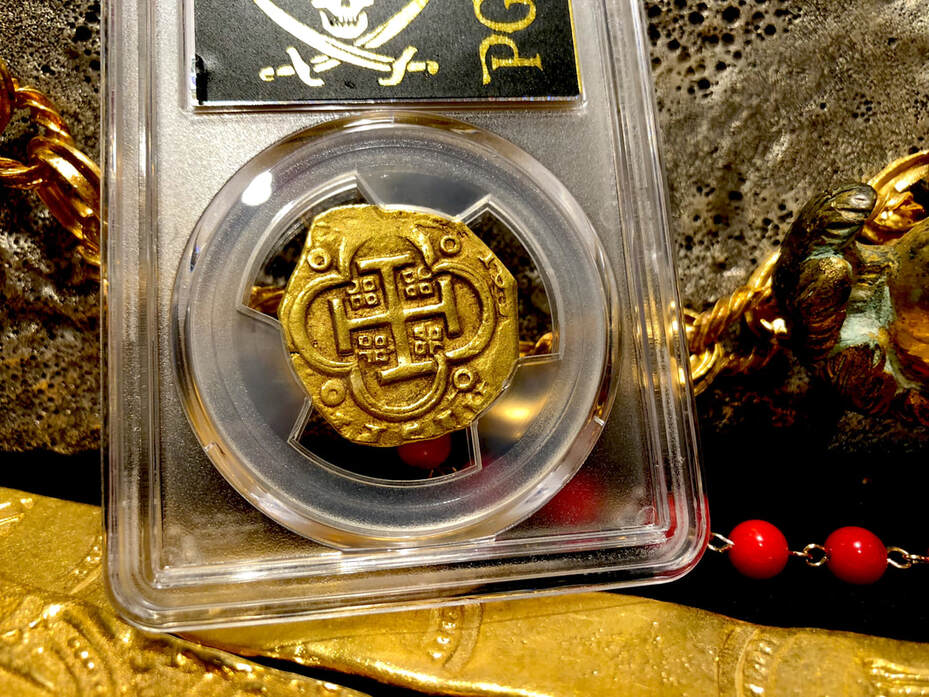 Spain 4 Escudos 1630-55 "Brute Style" PCGS 40 Pirate Gold Coins Treasures