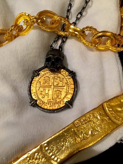 Peru 8 Escudos 1710 "Skull Pendant" Shipwreck Jewelry Treasure Coin Necklace 15