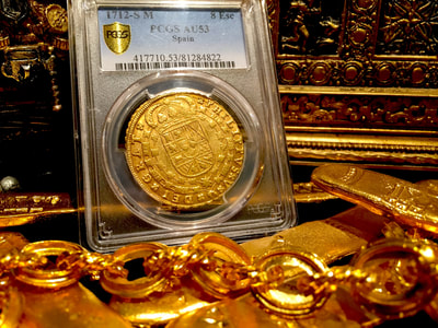 Spain  8 Escudos  1712  "Only a few Known- All Varieties"  PCGS 58 3