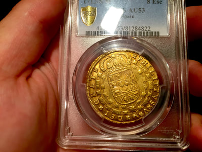 Spain  8 Escudos  1712  "Only a few Known- All Varieties"  PCGS 58 7