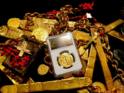 Peru 8 Escudos 1710 Gold Plated Pirate Gold Coins Shipwreck Collection 12