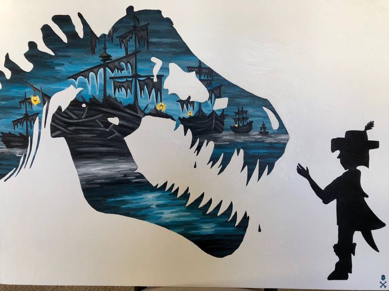 Treasure Paintings by JR Bissell  "Dare to DREAM." T-Rex & Pirate Kid 3
